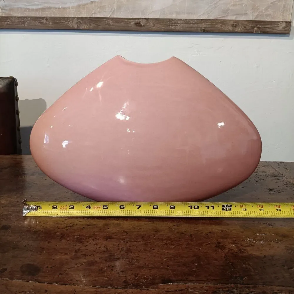 Vtg 80's Postmodern Pink Pillow Vase Attributed Jaru California Oversized 15x10